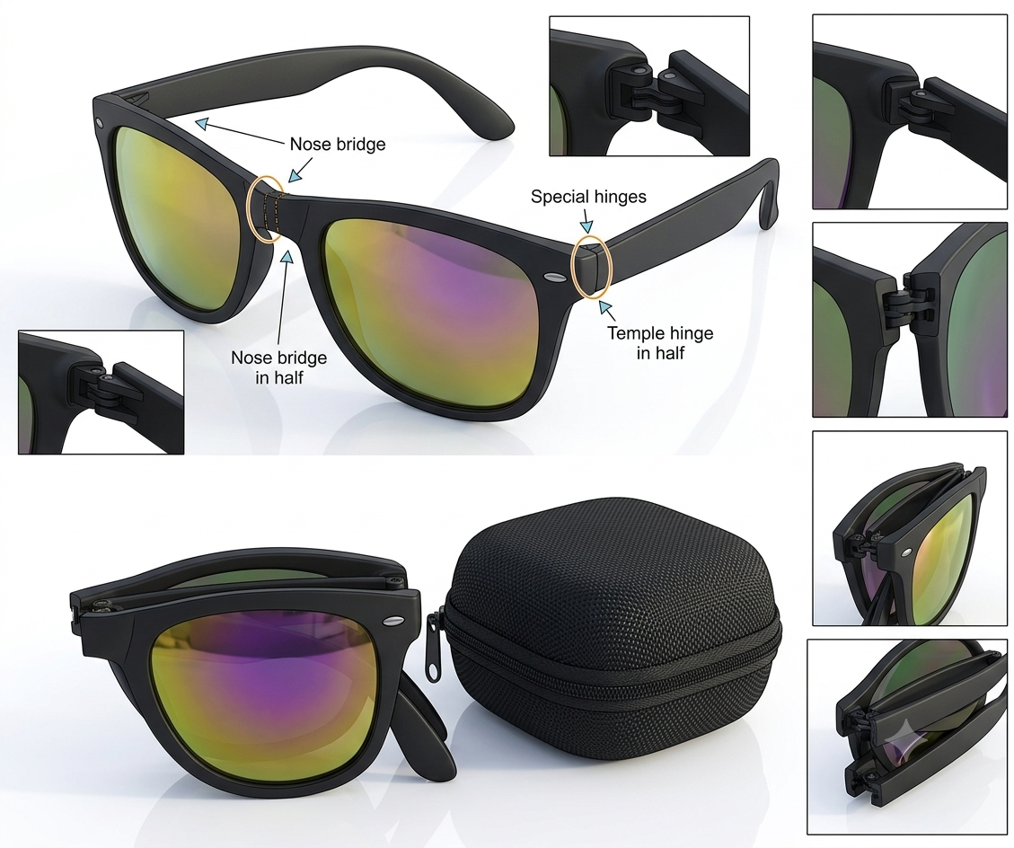 Premium Foldable Sunglasses with Case - Image 4